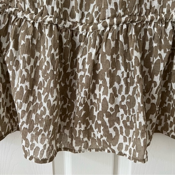 J.Crew Womens Top Small Leopard Brown Keyhole Halter Gauzy Peplum Cinched Waist - Picture 12 of 17